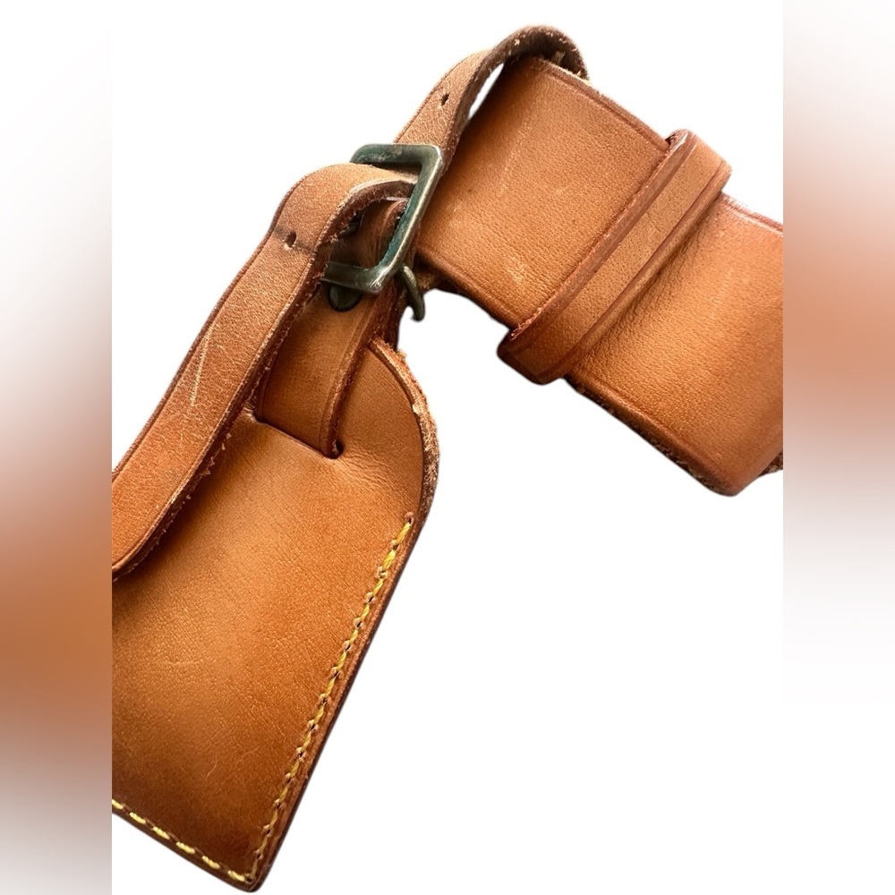 Louis Vuitton Tan Leather Luggage  Tag  with Metal Buckle - Picture 2 of 4